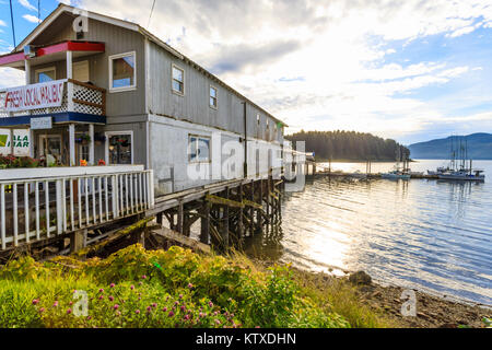 Hoonah, cafe Verkauf von frischen Heilbutt, Tlingit Gemeinschaft, Icy Strait Point, Chichagof Insel, Inside Passage, Alaska, Vereinigte Staaten von Amerika, noch Stockfoto