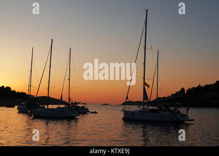 Segelboote in Vela Luka insel Korcula Stockfoto