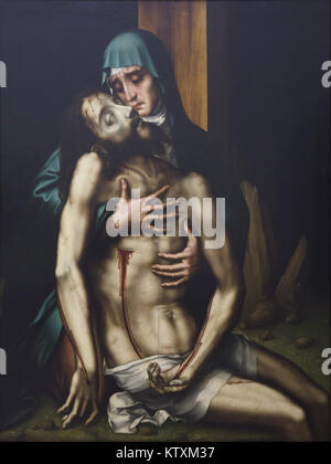 Gemälde "Pieta" von Spanischen manieristischen Maler Luis de Morales (Ca. 1570), die in der Real Academia de Bellas Artes de San Fernando (Königliche Akademie der Schönen Künste von San Fernando) in Madrid, Spanien. Stockfoto