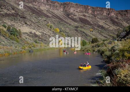 Touristen Kajak- und White Water Rafting auf dem Rio Grande Wild und Scenic River Oktober 13, 2014 in New Mexico. Stockfoto