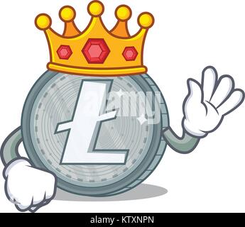 König Litecoin Charakter Cartoon Stil Stock Vektor