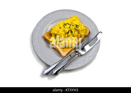 Rührei auf weißen toast Stockfoto