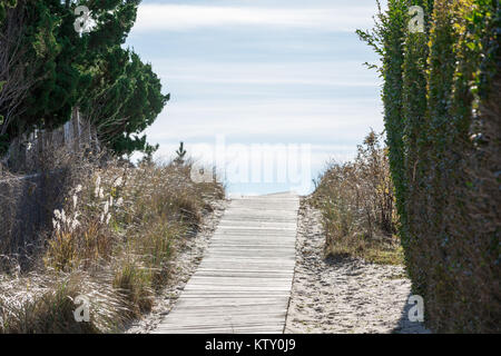 Promenade zum Meer Strand in Amagansett, New York Stockfoto