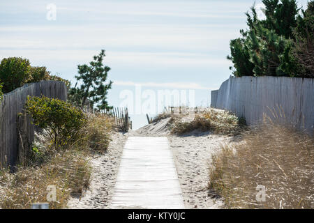 Promenade zum Meer Strand in Amagansett, New York Stockfoto