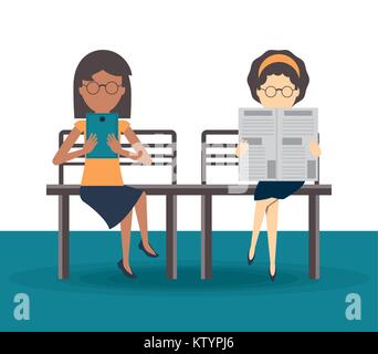 Die Menschen lesen Buch und Zeitung Stock Vektor