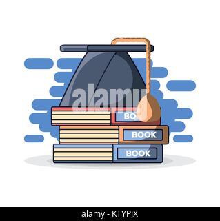 Skalenhaube auf Stapel von Büchern Stock Vektor