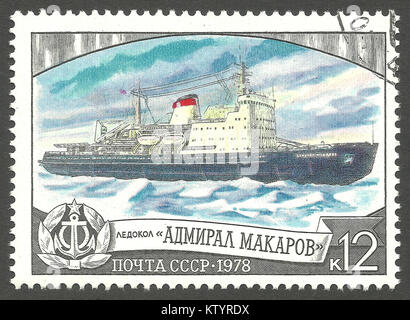 Udssr - Stempel 1978: Color Edition auf sowjetischen Inland icebreaking Flotte, zeigt Icebreaker Admiral Makarov Stockfoto