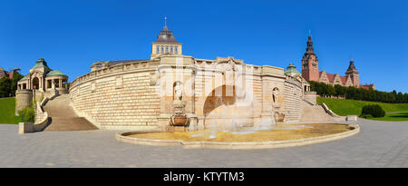 Haken Terassen Chrobry Ufer in Stettin, Polen, Panoramic Image Stockfoto