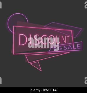 Rabatt neon Banner Stock Vektor