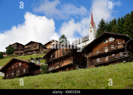 Nationalpark Hohe Tauern Osttirol , Defereggental, die landwirtschaftlichen Betriebe in St. Veit, Bergbauernhöfe in St. Veit. Stockfoto