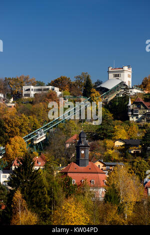 Dresden, Loschwitzer Kirche und Schwebebahn, Loschwitzer Kirche und Schwebebahn Stockfoto