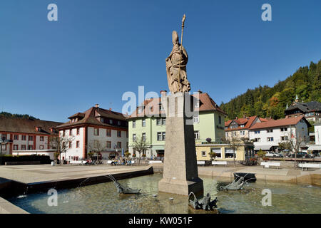 St. Blasien, St. Blasien, Blasiusbrunnen auf den Dom, St. Blasien, Kurort Sankt Blasien, mit dem Domplat Blasiusbrunnen Stockfoto