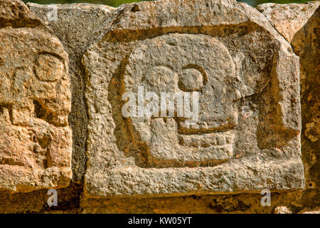 Detail der Tzompatli Tempel, Chichen Itza, Yucatan Stockfoto