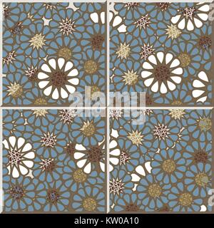 Keramische Fliese Muster der retro Runde daisy flower Stock Vektor