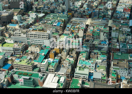 Luftaufnahme von Busan Busan City Tower. Busan, der früher als Pusan bekannt und jetzt offiziell in Busan Stockfoto