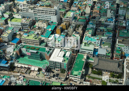 Luftaufnahme von Busan Busan City Tower. Busan, der früher als Pusan bekannt und jetzt offiziell in Busan Stockfoto