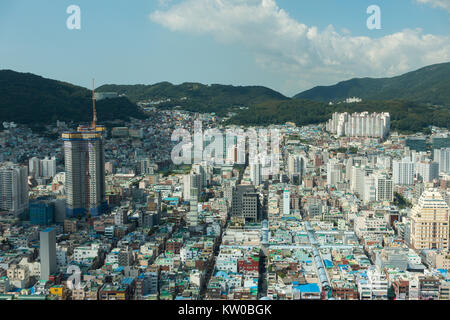 Luftaufnahme von Busan Busan City Tower. Busan, der früher als Pusan bekannt und jetzt offiziell in Busan Stockfoto