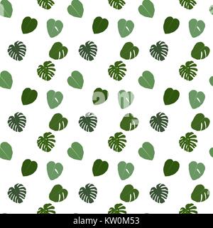 Bunte naturalistischen grüne Blätter am Zweig. Nahtlose Muster. Stock Vektor