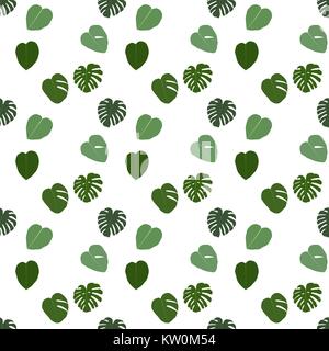 Bunte naturalistischen grüne Blätter am Zweig. Nahtlose Muster. Stock Vektor