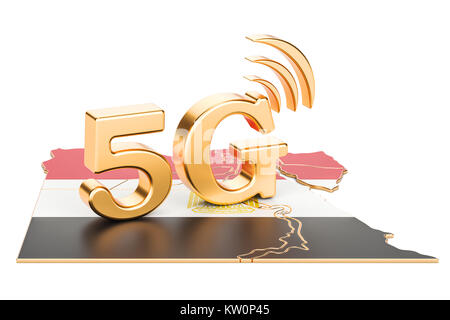 5G in Ägypten Konzept, 3D-Rendering auf weißem Hintergrund Stockfoto