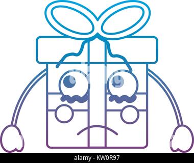 Geschenkbox traurig Weinen emoji icon image Vector Illustration Design blau bis violett ombre Linie Stock Vektor