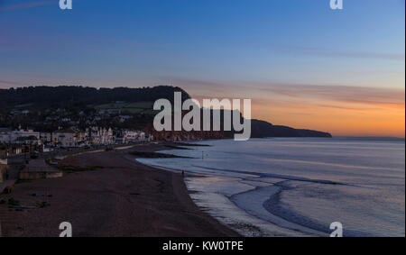 Sonnenaufgang über Sidmouth, Devon, England, UK. Stockfoto