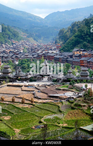 Zhaoxing Dorf, Liping County, Provinz Guizhou, China Stockfoto