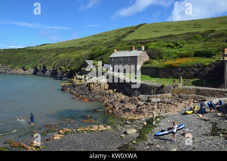 Anzeigen von Tintagel, Cornwall, England, UK, Sommer. Stockfoto