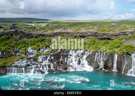 Hraunfossar Wasserfälle - Western Island Stockfoto