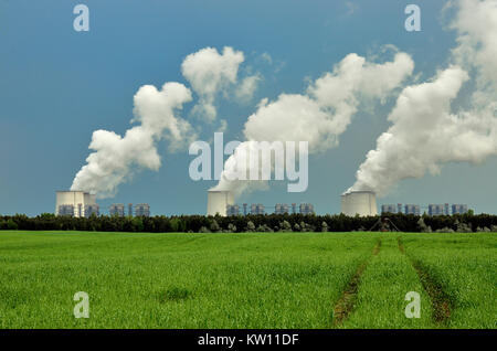 Braunkohlekraftwerk, niedrige lauwarm Sitz, braun Kohlekraftwerk J?nschwalde, Braunkohlenkraftwerk, Niederlausitz, Braunkohlekraftwerk Jäns Stockfoto