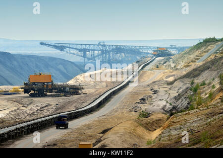 Braunkohle Tagebau, niedrige lauwarm Sitz, Braunkohle Tagebau Welzow Süd, Braunkohlentagebau, Niederlausitz, Braunkohlentagebau Welz Stockfoto
