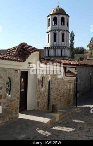 Bell Tower amd-Straße in Plovdiv, Bulgarien Stockfoto