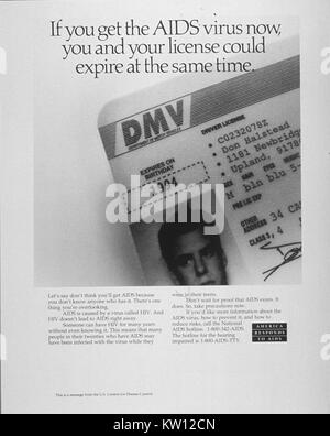 Öffentliche Gesundheit Poster über Acquired Immune Deficiency Syndrome (AIDS)/Human Immunodeficiency Virus (HIV). Mit freundlicher Genehmigung der nationalen Bibliothek für Medizin, 1990. Stockfoto