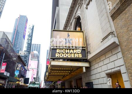 Festzelt für die musikalische Hamilton im Richard Rodgers Theatre, New York City, New York, 7. Juli 2016. Stockfoto