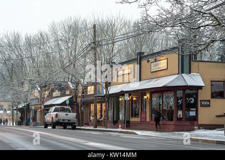 Geschäfte in der Innenstadt von Fort Langley, British Columbia, Kanada. Stockfoto