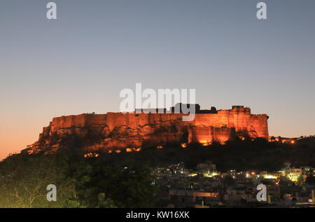 Mehrangarh Fort Sonnenuntergang Jodhpur Indien Stockfoto