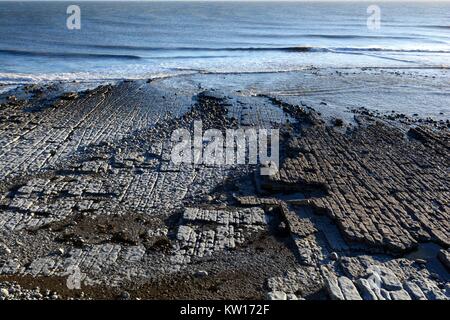 Rock Plattformen Wellenschnitt Plattform Llantwit Major Strand Colhuw Strand Vale von Glamorgan Wales Cymru GROSSBRITANNIEN GB Stockfoto