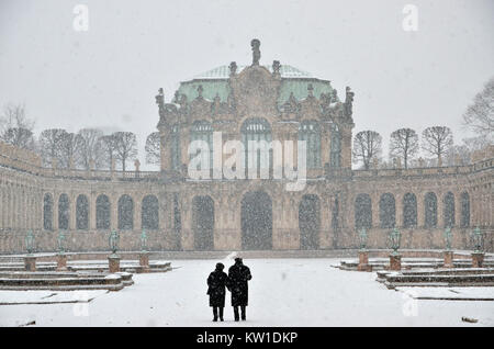 Dresden, Zwinger in Wintertristesse Stockfoto