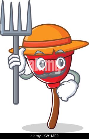 Landwirt Kolben Charakter Cartoon Stil Stock Vektor