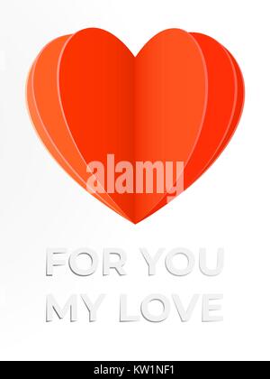 Beichte in Liebe Karte mit Papier schneiden Herz Abbildung Stock Vektor