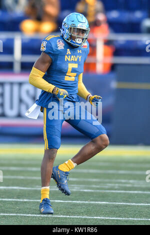 Annapolis, Maryland, USA. 28 Dez, 2017. JUSTIN NORTON (5) feiert während des Spiels an Navy-Marine Corps Memorial Stadium in Annapolis, Maryland, statt. Credit: Amy Sanderson/ZUMA Draht/Alamy leben Nachrichten Stockfoto