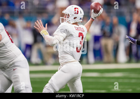 San Antonio, TX, USA. 28 Dez, 2017. Stanford Kardinal quarterback K.J. Costello (3) wird im ersten Quartal des Alamo Schüssel NCAA Football Spiel zwischen der Steuereinheit TCU Horned Frogs und dem Stanford Kardinal im Alamodome in San Antonio, TX. Credit: Cal Sport Media/Alamy leben Nachrichten Stockfoto