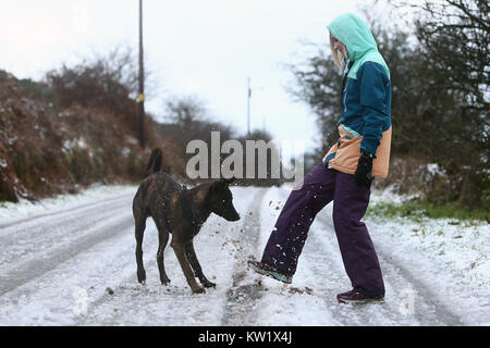 Winter schnee Szenen um Birch Vale, High Peak, Großbritannien Stockfoto