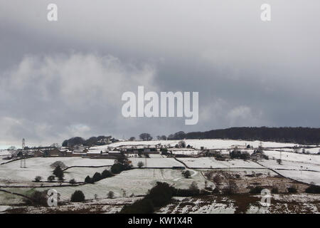 Winter schnee Szenen um Birch Vale, High Peak, Großbritannien Stockfoto