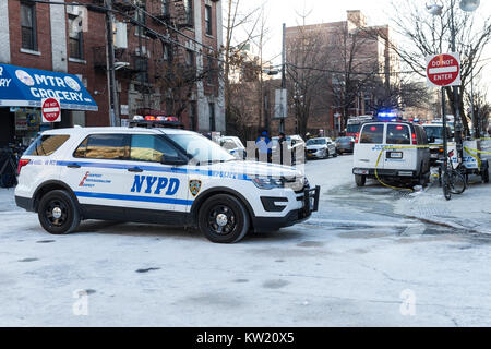 New York, USA. 29. Dezember, 2017. Nachwirkungen der verbrannten Gebäude auf Prospect Avenue in der Bronx, wo 12 Menschen starben, darunter 4 Kinder, tödlichsten Brand in New York in den letzten 25 Jahren Kreditkarten: Lev radin/Alamy leben Nachrichten Stockfoto