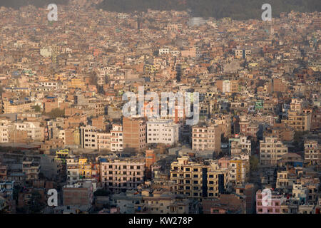 Hohe Betrachtungswinkel von Kathmandu, Nepal Stockfoto