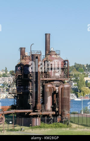 Gas Park in Seattle, Washington. Es ist ein öffentlicher Park auf dem Gelände der ehemaligen Seattle Gas Light Company Vergasungsanlage. Stockfoto