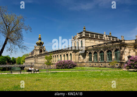 Dresden, Zwinger, lange Galerie mit Krone Tor, Zwinger, Langgalerie mit Kronentor Stockfoto
