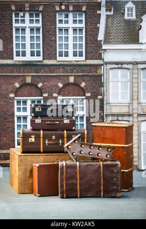 Stapel von Vintage Koffer. Vintage Reisegepäck. Stockfoto
