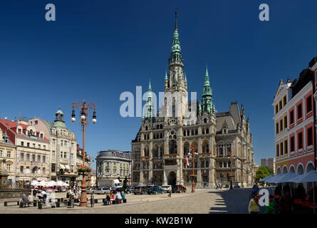 Liberec, Rathaus auf dem Platz Dr. Edvarda Bene??e, Rathaus mit dem Platz Dr. Edvarda Beneše Stockfoto